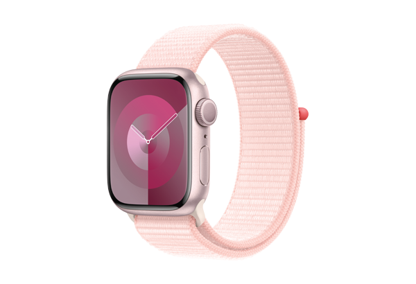 
                                                                                    Apple Watch Series 9 GPS + Cellular 45mm Pink Aluminium Case with Light Pink Sport Loop                                        