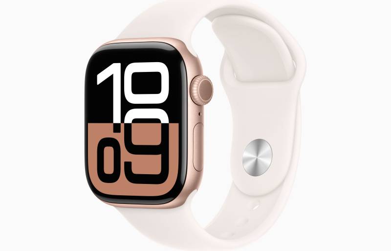 
                                                                                    Apple Watch Series 10 GPS 42mm Rose Gold Aluminium Case with Light Blush Sport Band - S/M                                        