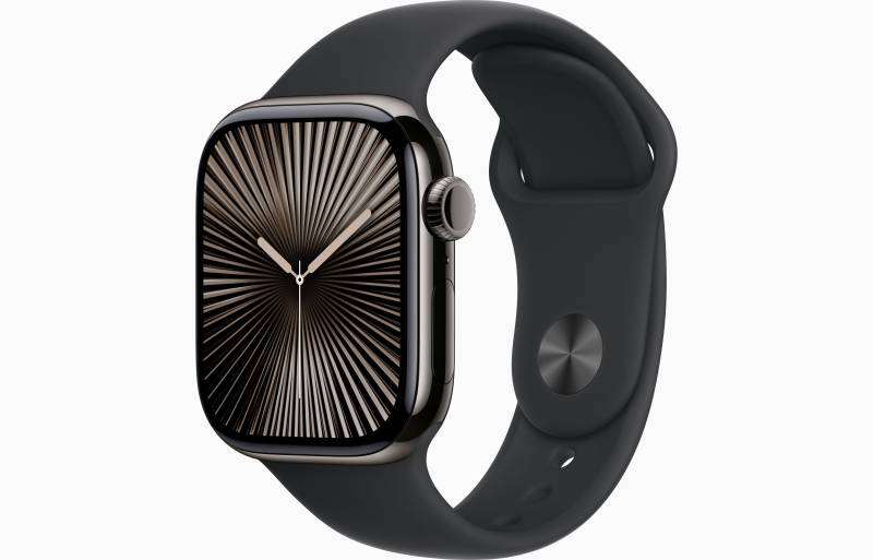 
                                                                                    Apple Watch Series 10 GPS + Cellular 42mm Slate Titanium Case with Black Sport Band - S/M                                        