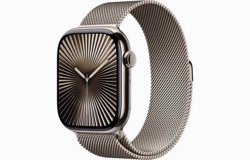 
                                                                                    Apple Watch Series 10 GPS + Cellular 46mm Natural Titanium Case with Natural Milanese Loop - S/M                                        