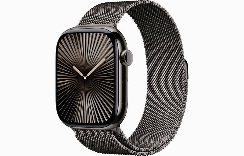 
                                                                                    Apple Watch Series 10 GPS + Cellular 46mm Slate Titanium Case with Slate Milanese Loop - S/M                                        