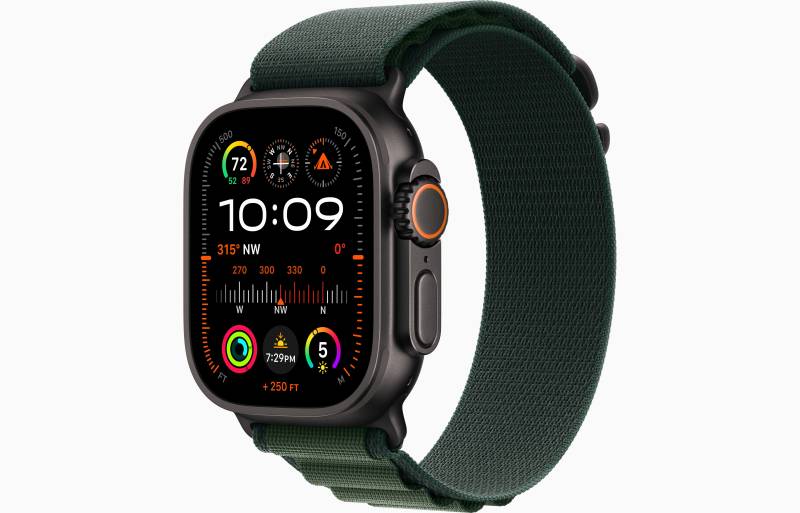 
                                                                                    Apple Watch Ultra 2 GPS + Cellular 49mm Black Titanium Case with Dark Green Alpine Loop - Large                                        