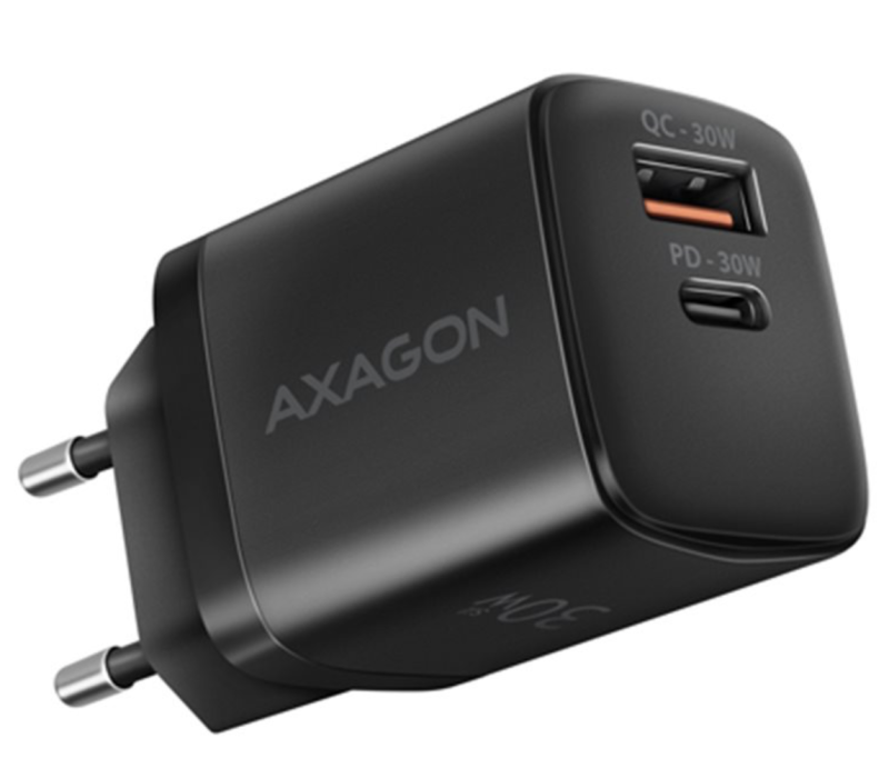 
                                                                                    AXAGON ACU-PQ30, Napájacia nabíjačka 30 W, 2x port (USB-A + USB-C)                                        