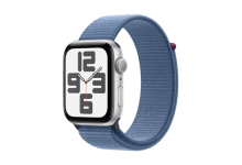 Apple Watch SE GPS + Cellular 44mm Silver Aluminium Case with Winter Blue Sport Loop