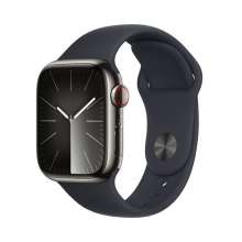 Apple Watch Series 9 GPS + Cellular 45mm Graphite Stainless Steel Case with Midnight Sport Band - S/M