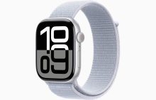 Apple Watch Series 10 GPS 46mm Silver Aluminium Case with Blue Cloud Sport Loop