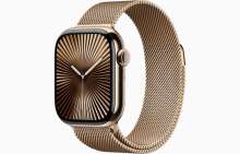 Apple Watch Series 10 GPS + Cellular 42mm Gold Titanium Case with Gold Milanese Loop