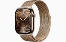 Apple Watch Series 10 GPS + Cellular 46mm Gold Titanium Case with Gold Milanese Loop - S/M