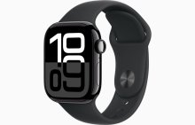 Apple Watch Series 10 GPS 46mm Jet Black Aluminium Case with Black Sport Band - S/M