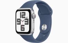 Apple Watch SE GPS 40mm Silver Aluminium Case with Denim Sport Band - S/M