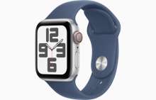 Apple Watch SE GPS + Cellular 40mm Silver Aluminium Case with Denim Sport Band - S/M