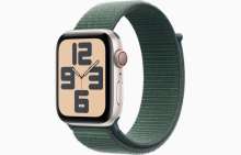 Apple Watch SE GPS + Cellular 44mm Starlight Aluminium Case with Lake Green Sport Loop