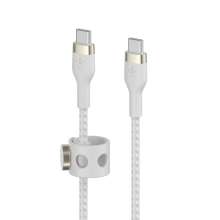 Belkin BOOST CHARGE PRO Flex USB-C to USB-C 2.0, Braided Silicone Cable - 1M - White